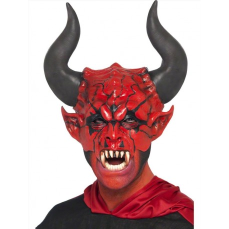 Maschera da diavolo rosso con corna