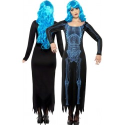 Costume scheletro donna abito nero lungo taglia M