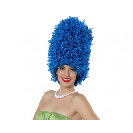 Parrucca blu Marge Simpson cappelli ricci afro alverare accessori carnevale