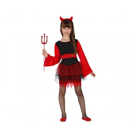 ATOSA Dämon-Kostüm Für Kinder 10–12 Jahre – Grusel-Outfit Für Halloween & Mottoparty, Inkl. Kleid & Haarreif