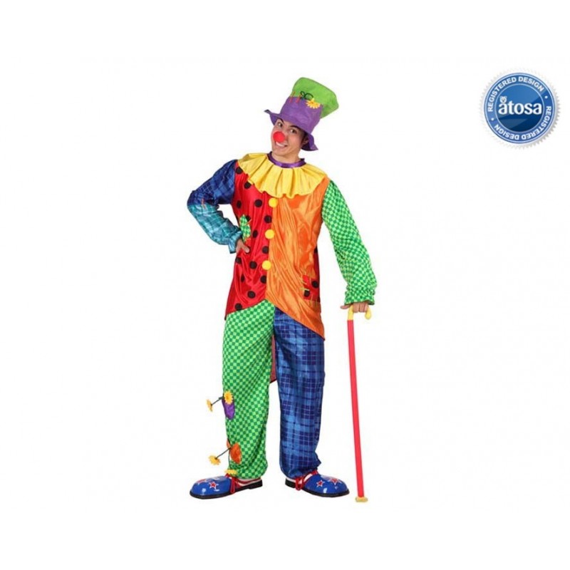 Atosa Costume Da Clown Per Bambino Taglia 5-6 Anni (115-130 Cm) - 4 Pezzi Con Pantaloni, Camicia E Cravatta