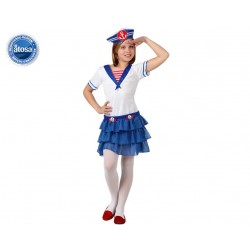 Costume Marinaia bambina taglia 7/9 anni colore bainco e blu