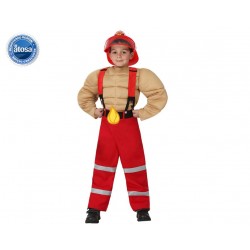 Costume pompiere muscoloso bambino taglia 5/6 anni 