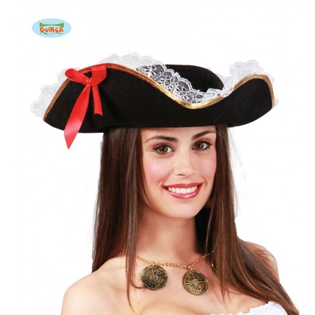 guirca cappello pirata donna con fiocco carnevale 13957