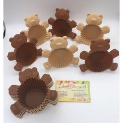 Pirottini muffin in silicone forma di orsetto 12 pezzi