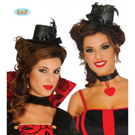 Cappello burlesque cappellino mini sexy con piuma e fiocco nero Carnevale Feste Party 
