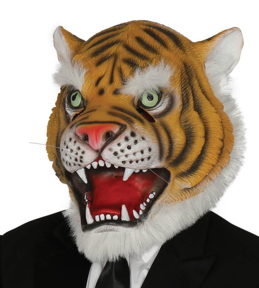 guirca maschera tigre da uomo in lattice carnevale 2464