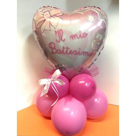 Composizione palloncini Battesimo bimba kit fai da te rosa baby 