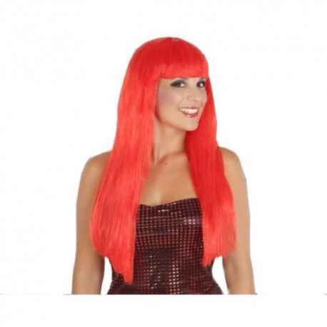 Parrucca lunga rossa con frangia capelli lunghi arancione con frangetta Atosa