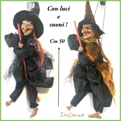 Befana musicale cm 50  suoni e luci con scopa cm50