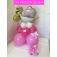 Centrotavola palloncini nascita con cicogna rosa 