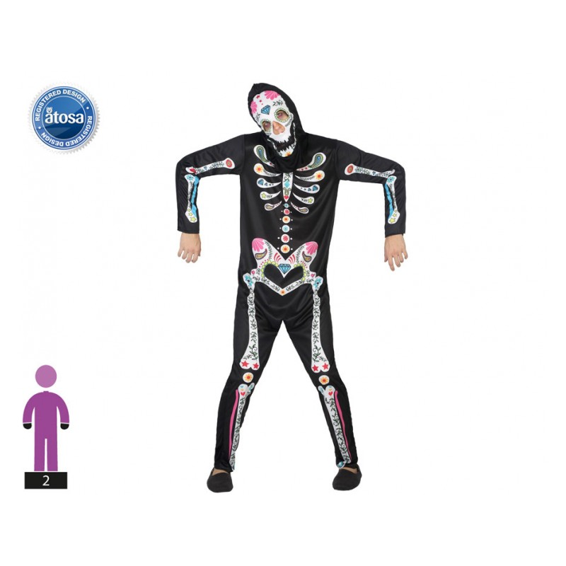 Tuta Scheletro 3D Per Carnevale Uomo - Costume Osso Morto Con Accessori