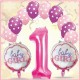 Palloncini 1 primo compleanno rosa bimba abbobbo 
