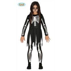Costume scheletro bambina bianco e nero