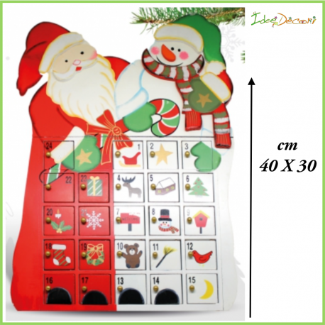 Calendario dell' avvento in legno casetta Babbo natale