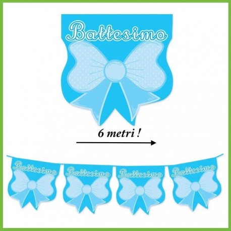 Battesimo bandierine striscione festone celeste