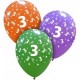 Palloncini compleanno numero 3 anni in latice colori 