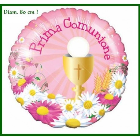 Palloncino prima comunione rosa aria o elio 80 cm