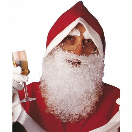 Barba bianca finta Babbo Natale con baffi e sopracciglia
