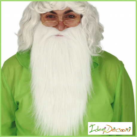Barba Bianca lunga liscia da Babbo Natale folletto