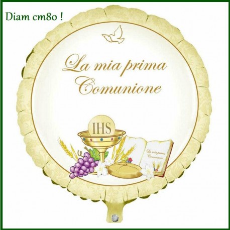 Palloncino prima comunione oro aria o elio 80 cm 