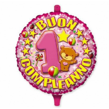 Palloncino 1 compleanno rosa addobbo festa tema 
