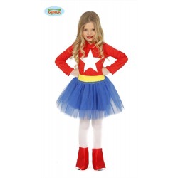 Costume super eroe bambina blu e rosso supereroina 