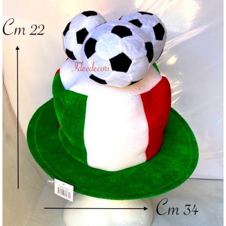 Cappello tifoso Italia con palloni in ciniglia tricolore