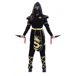 Costyme ninja donna kimono vestito guerriera nero