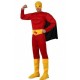 Costume super eroe muscoloso uomo colore rosso con mantello