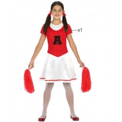 Costume cheerleader  bambina vestito bianco rosso 
