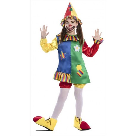 Costume pagliaccio bambina clown vestito multicolore