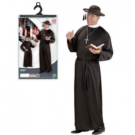 Costume prete uomo taglia XL tunica nera sacerdote