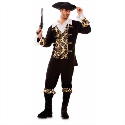 Costume pirata uomo vestito storico corsaro nero oro