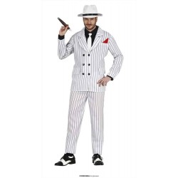 Costume gangster uomo vestito anni 30  bianco righe nero