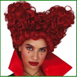 Parrucca regina di cuori rossa cuor capelli ricci mossi