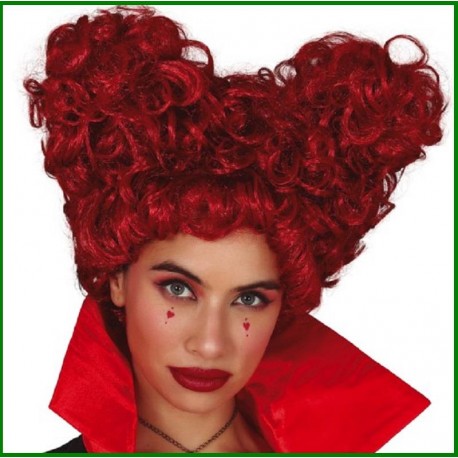 Parrucca regina di cuori rossa cuor capelli ricci mossi