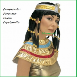 Parrucca Cleopatra donna egiziana con accessori