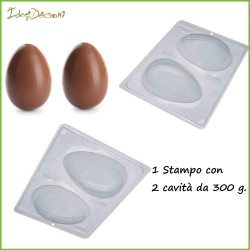 Stampo uovo cioccolato 2 cavità  da g.300