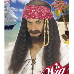Parrucca pirata dei caraibi con bandana baffi e barba