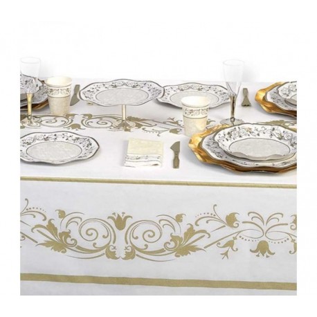 Piatto oro prestige set kit bicchieri tovaglioli coordinato tavola