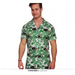 Camicia uomo Hawaiana con palme uccelli hawaii hawaiano