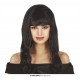 Parrucca donna con frangia nera glamour capelli lunghi neri