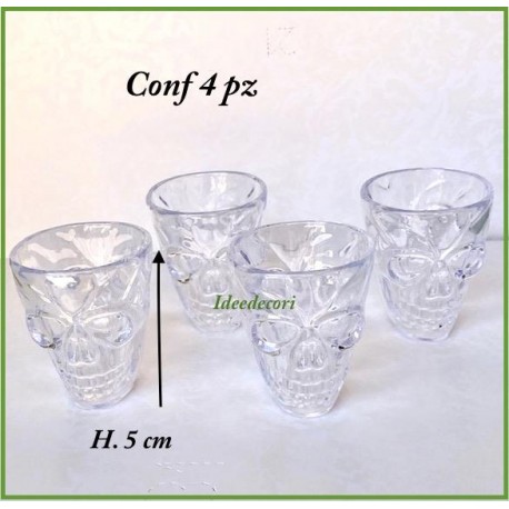 Bicchiere teschio cm 5,5 bicchierino scheletro shot cicchetto