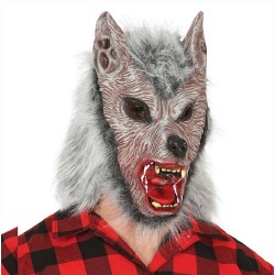 Maschera da lupo mannaro horror in latice animale con pelo