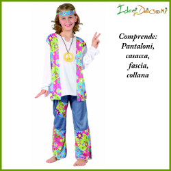 Costume Hippie bambino vestito figlio dei fiori carnevale