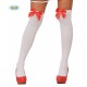 Calze Autoreggenti bianche con fiocco rosso collant donna