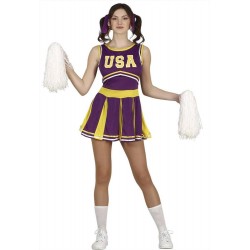 Costume cheerleader donna ragazza pom pom viola