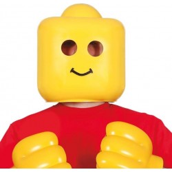 Maschera lego faccia con mani in plastica costruzioni