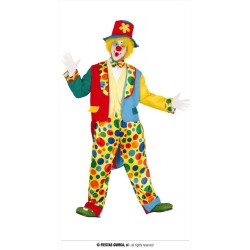 Costume pagliaccio uomo clown vestito circense circo multicolore